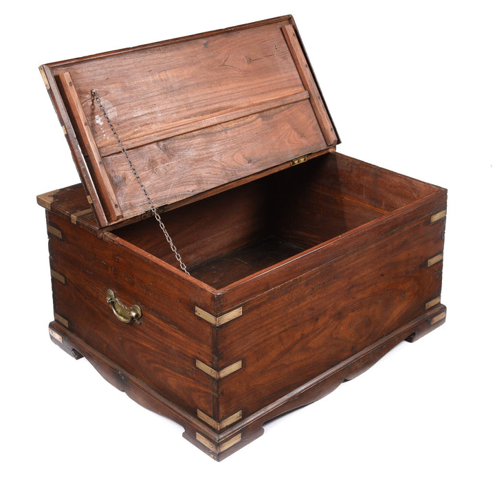 Open View Of Brass Bound Teak Indian Campaign Chest, Rajasthan -19thC | Indigo Antiques