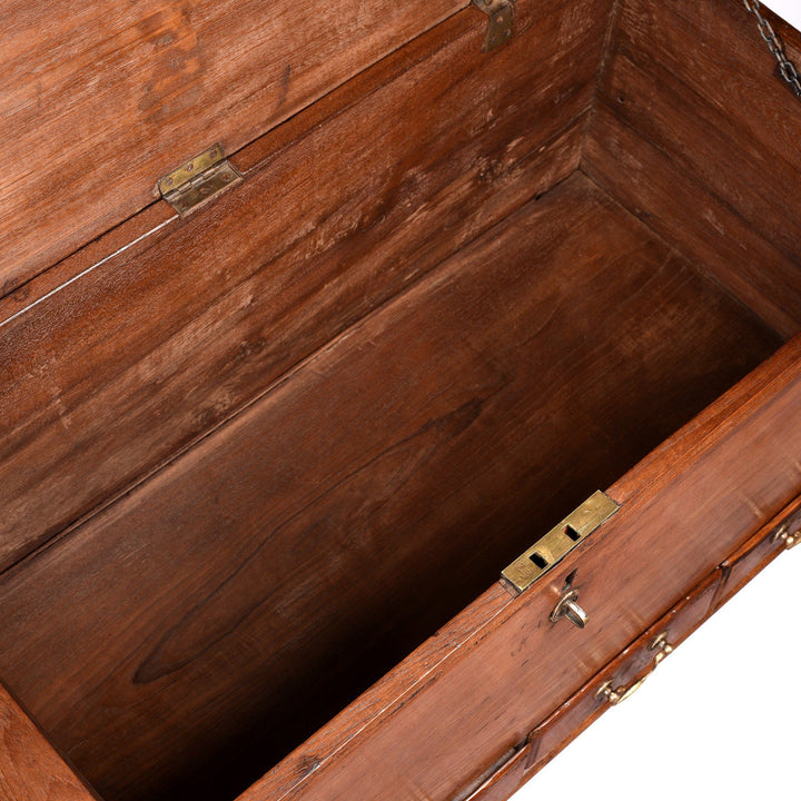 Interior Of Brass Bound Teak Indian Military Chest, Rajasthan -19Thc| Indigo Antiques