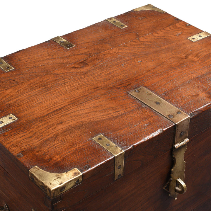 Surface Detail From Brass Bound Teak Indian Military Chest, Rajasthan -19Thc | Indigo Antiques