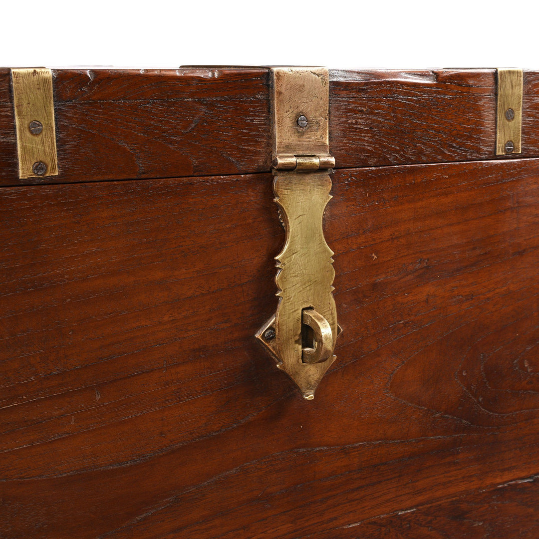 Latch Detail From Brass Bound Teak Indian Military Chest, Rajasthan -19Thc | Indigo Antiques