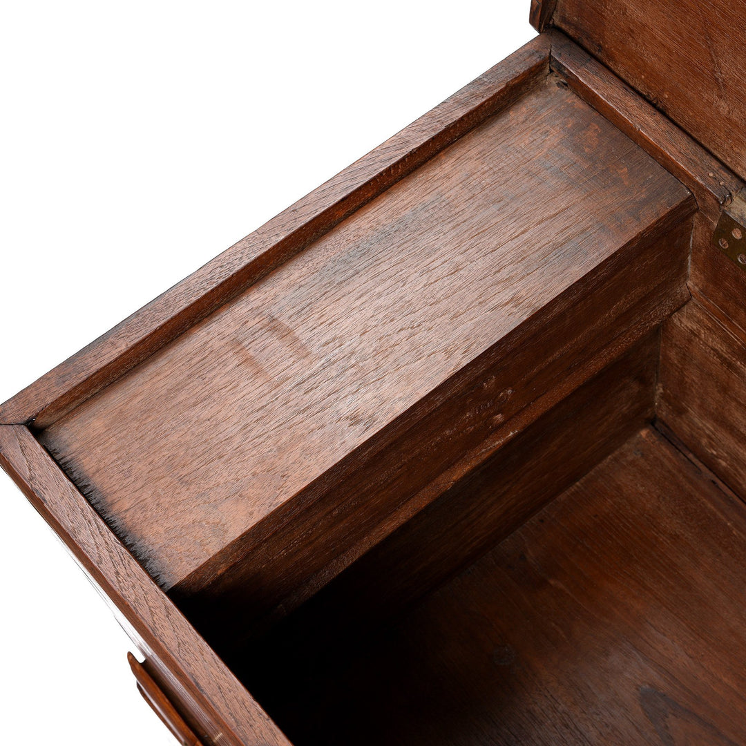 Candle Box Compartment Of Brass Bound Teak Indian Military Chest, Rajasthan -19Thc| Indigo Antiques 