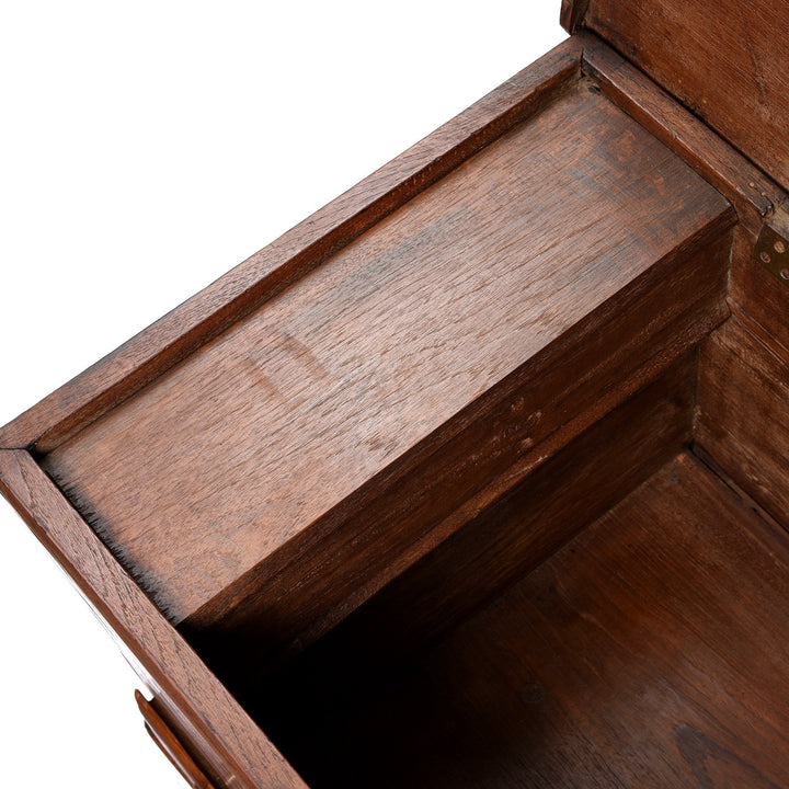 Candle Box Compartment Of Brass Bound Teak Indian Military Chest, Rajasthan -19Thc| Indigo Antiques 