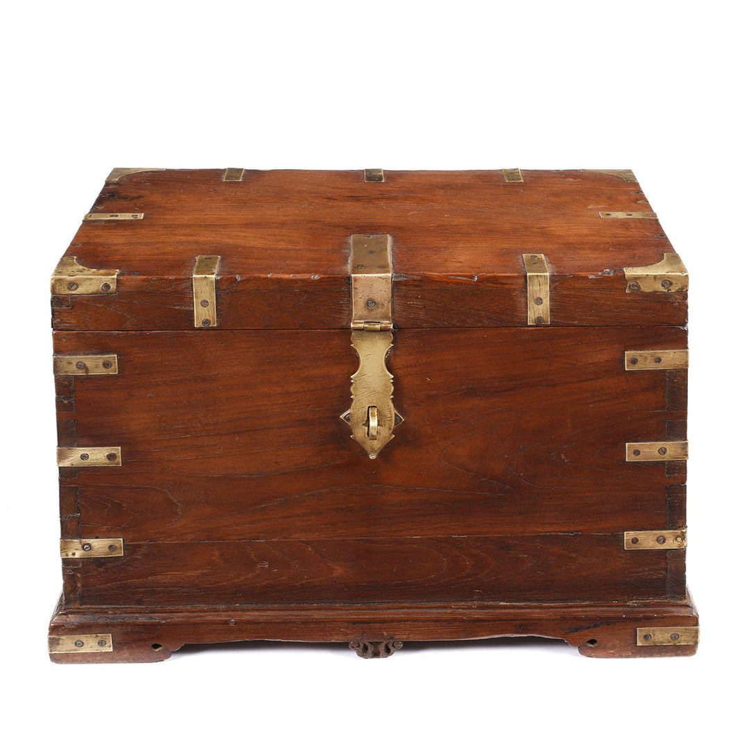 Brass Bound Teak Indian Military Chest, Rajasthan -19Thc | Indigo Antiques