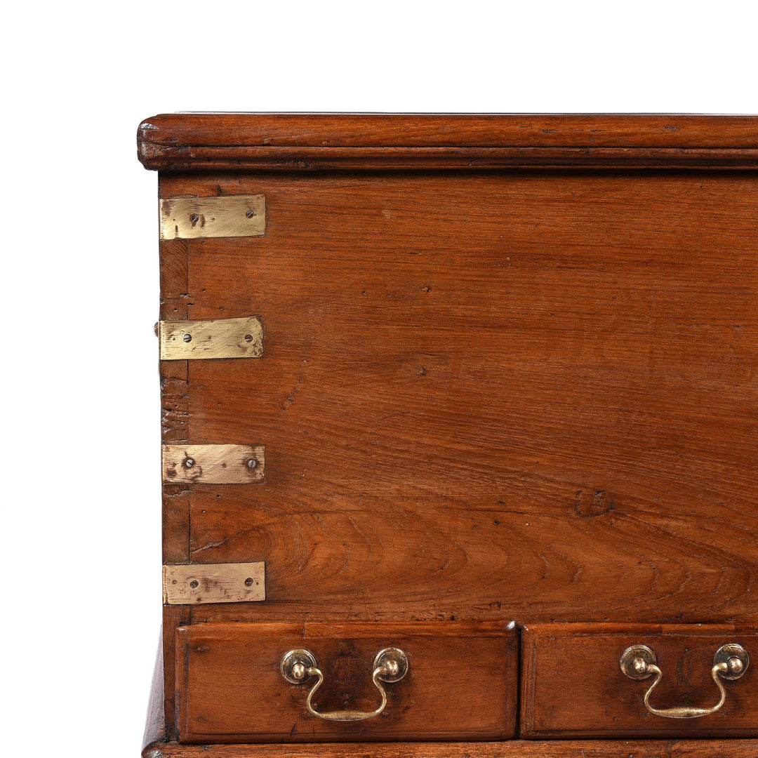 Detail Of Brass Bound Teak Indian Military Chest, Rajasthan -19Thc| Indigo Antiques