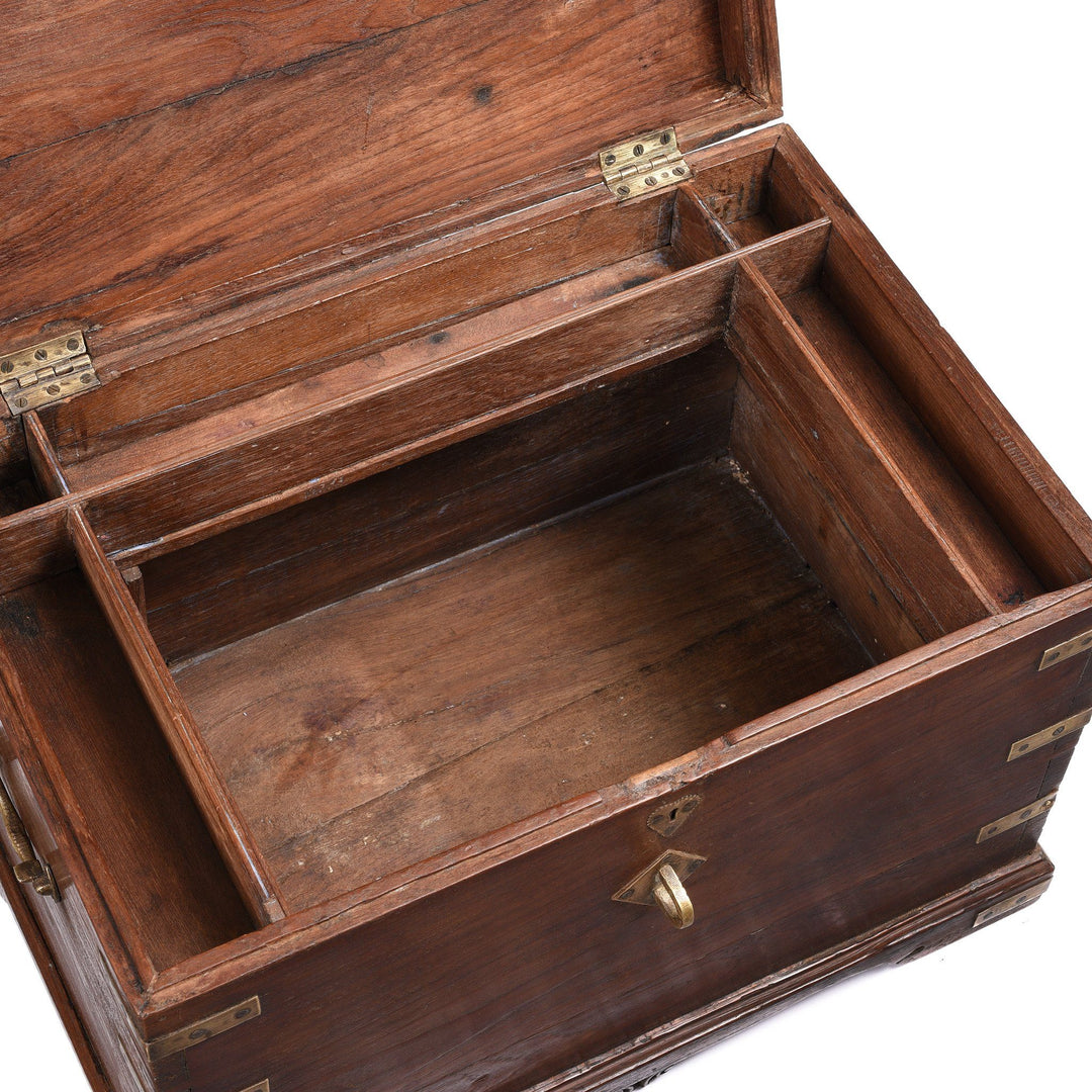 Interior Of Brass Bound Teak Indian Military Chest, Rajasthan -19Thc | Indigo Antiques