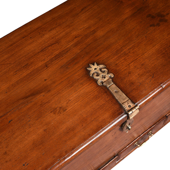Surface Detail of Brass Bound Teak Indian Military Chest, Rajasthan -19Thc| Indigo Antiques