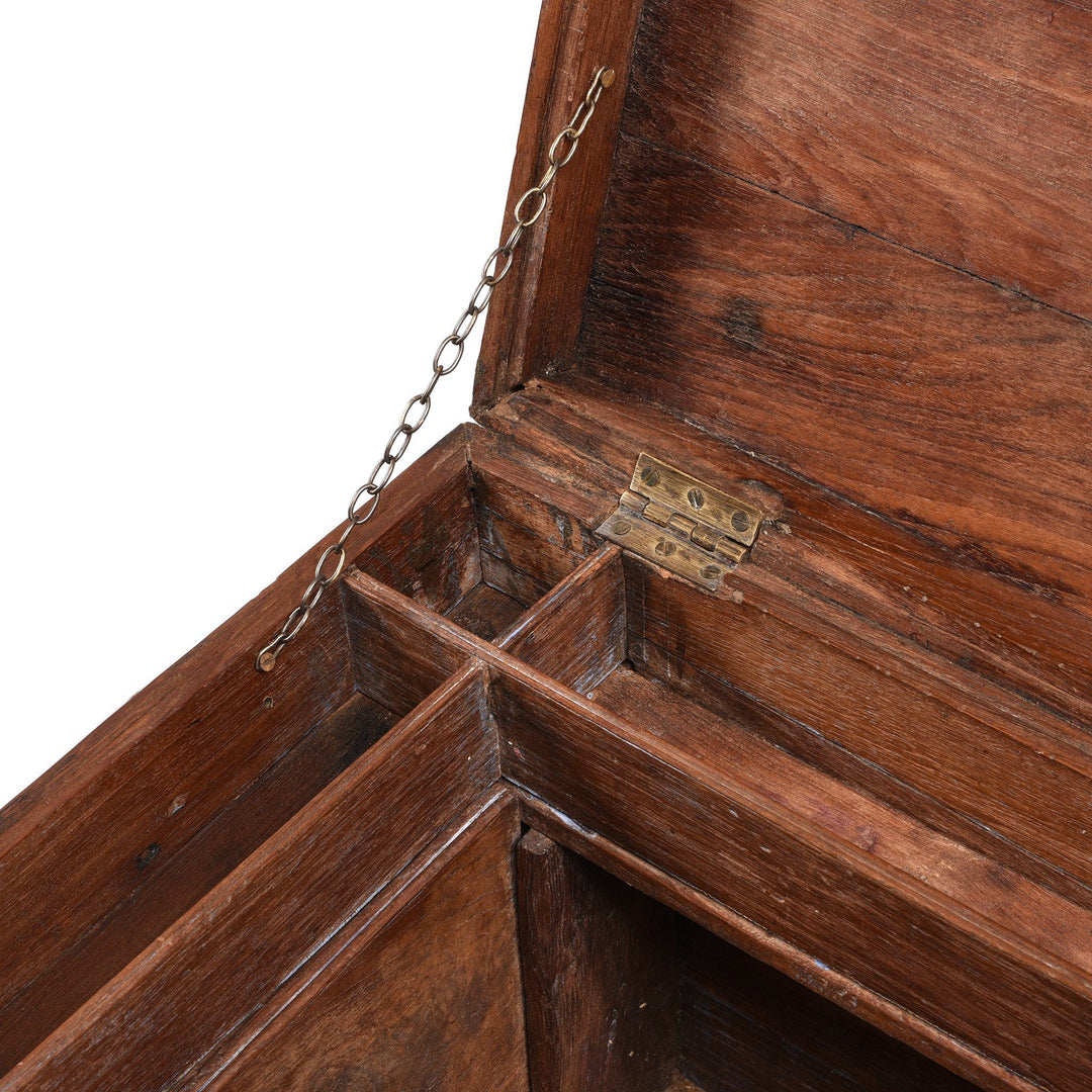 Chain Detail Of Brass Bound Teak Indian Military Chest, Rajasthan -19Thc | Indigo Antiques