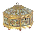 Gilded Mirror Work Octagonal Box From Rajasthan - Ca 100 yrs old