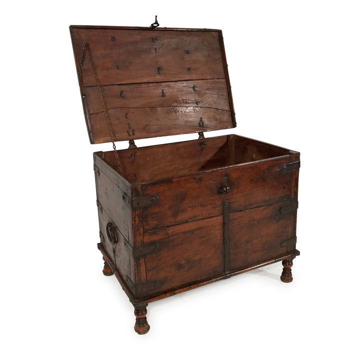 Iron Bound Teak Chest - 19thC - From Rajasthan - 74 x 50 x 60 (wxdxh cms) - A6293