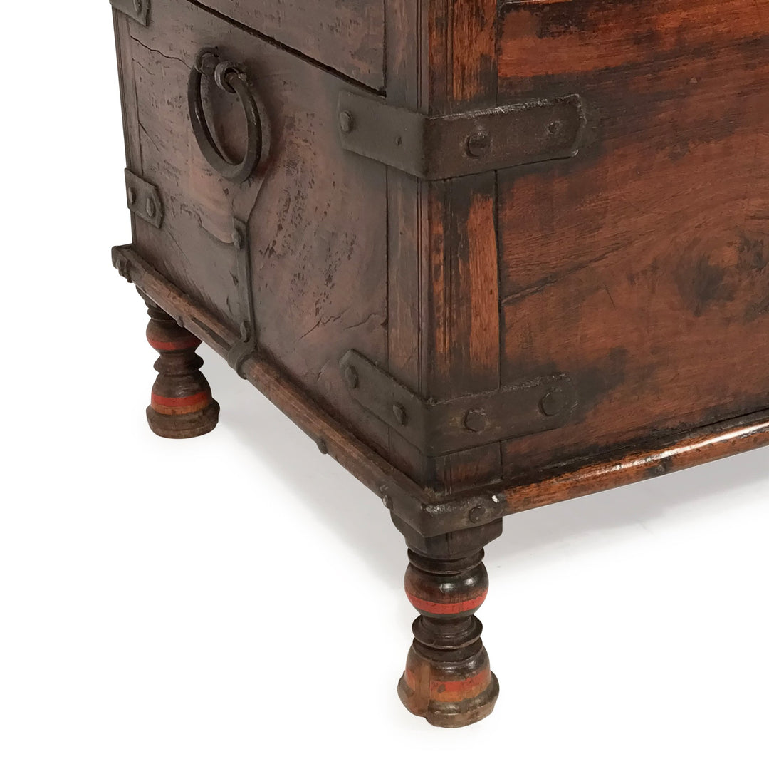 Iron Bound Teak Chest - 19thC - From Rajasthan - 74 x 50 x 60 (wxdxh cms) - A6293