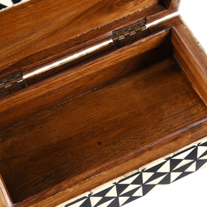 Bone & Resin Inlay Box From Rajasthan - 25 x 14 x 9 (wxdxh cms) - A6238 | Indigo Antiques