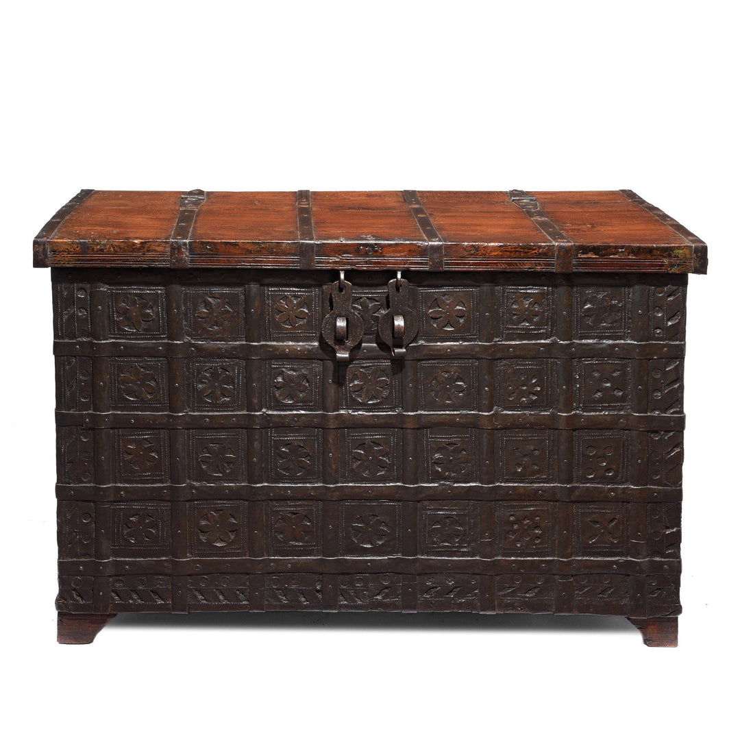 Iron Bound Teak Chest - 19thC - From Gujarat | Indigo Antiques