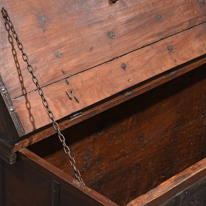 Detail Of Iron Bound Teak Chest - 19thC - From Gujarat | Indigo Antiques
