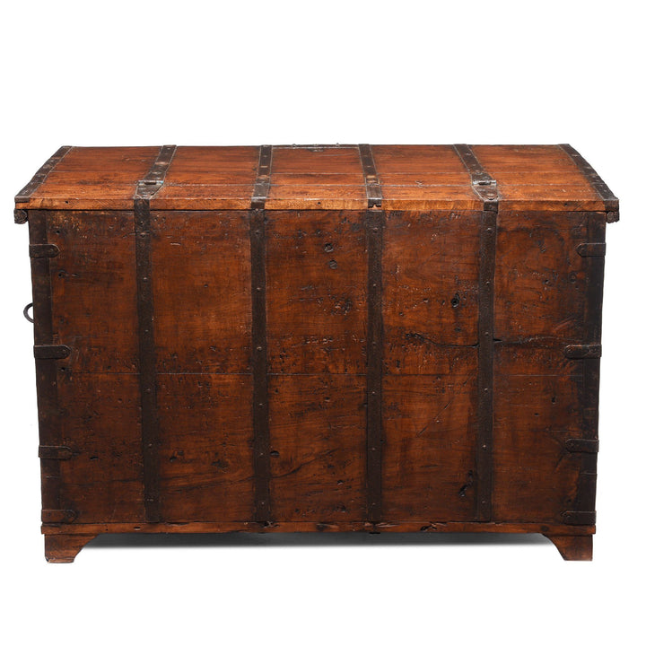 Back Of Iron Bound Teak Chest - 19thC - From Gujarat | Indigo Antiques