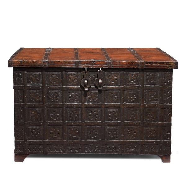 Iron Bound Teak Chest - 19thC - From Gujarat