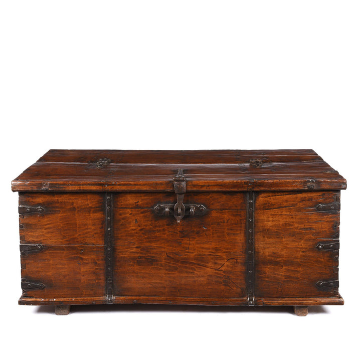 Iron Bound Teak Chest - 19thC - From Gujarat | Indigo Antiques