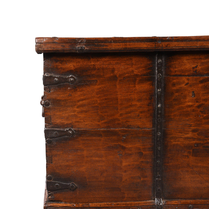 Detail Of Iron Bound Teak Chest - 19thC - From Gujarat | Indigo Antiques