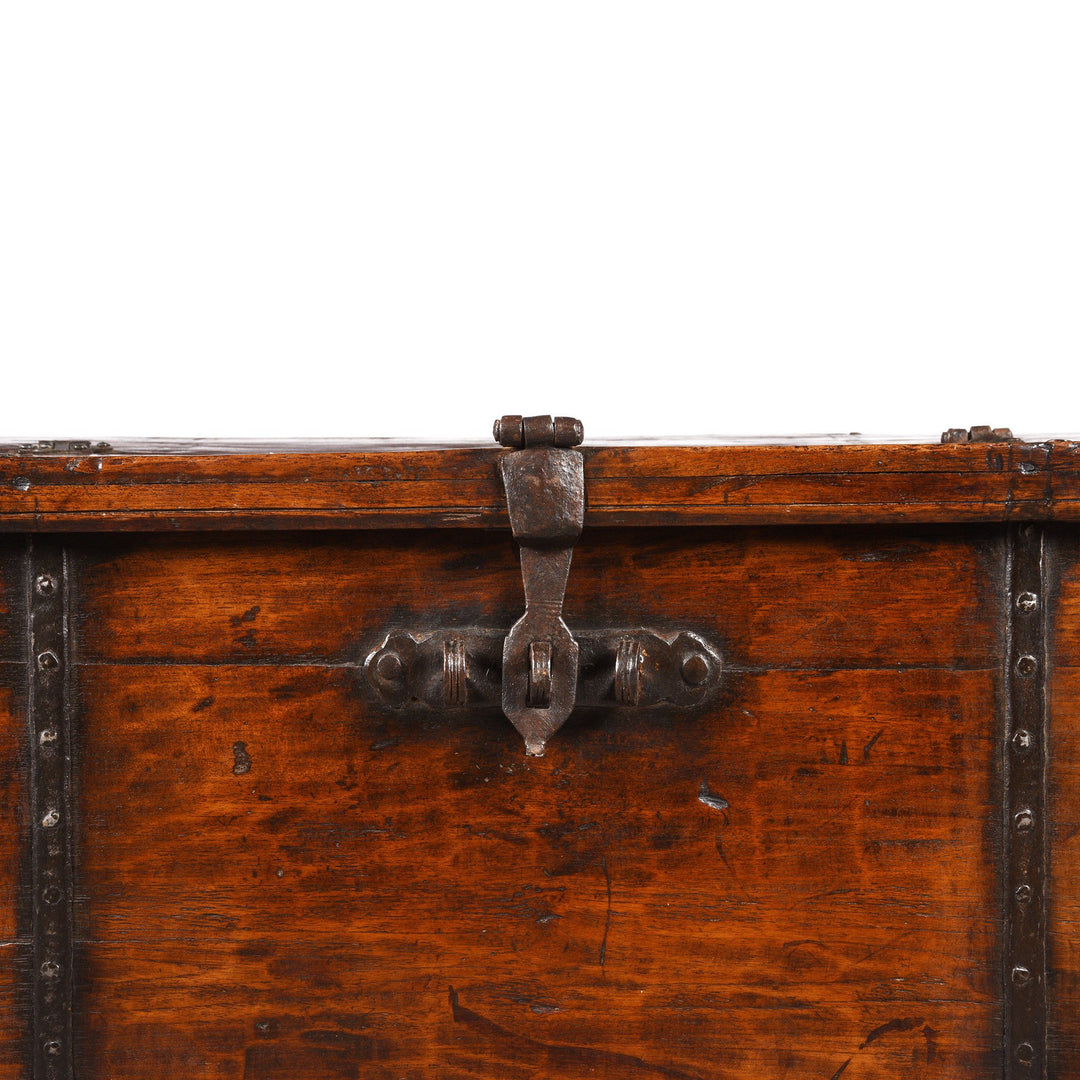 Latch Detail Of Iron Bound Teak Chest - 19thC - From Gujarat | Indigo Antiques