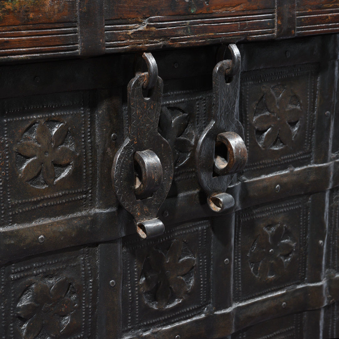 Lock Detail Of Iron Bound Teak Chest - 19thC - From Gujarat | Indigo Antiques