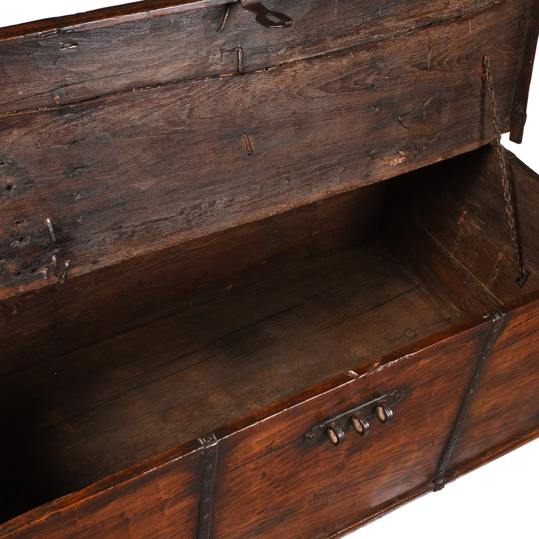Interior Detail Of Iron Bound Teak Chest - 19thC - From Gujarat | Indigo Antiques