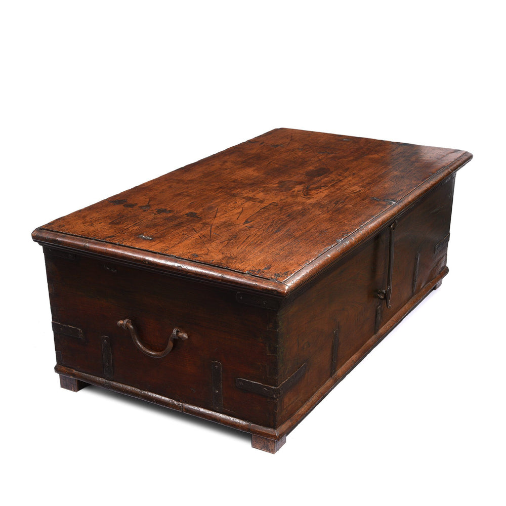 Indian Iron Bound Teak Chest From Gujarat - 19thC | Indigo Antiques