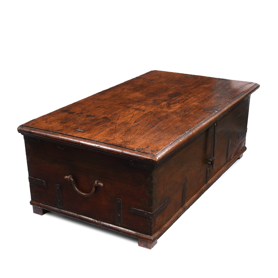 Indian Iron Bound Teak Chest From Gujarat - 19thC | Indigo Antiques