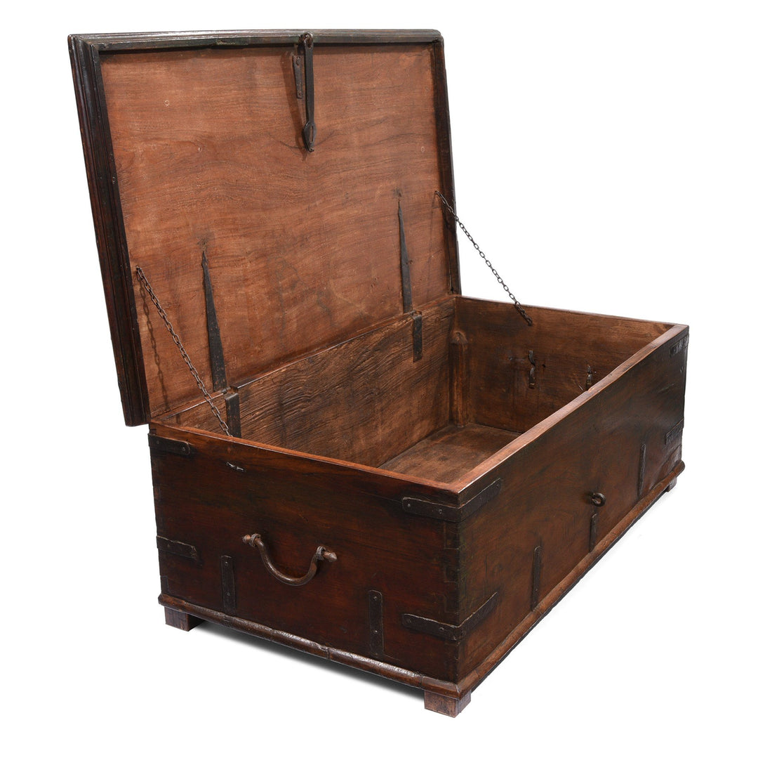 Indian Iron Bound Teak Chest From Gujarat - 19thC | Indigo Antiques