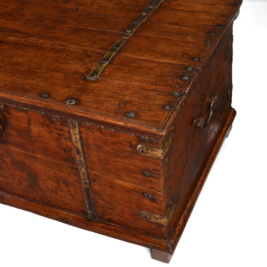 Iron Bound Teak Chest - 19thC - From Saurashtra - 124 x 68 x 52 (wxdxh cms) - A6168
