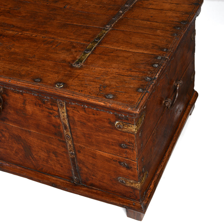 Iron Bound Teak Chest - 19thC - From Saurashtra - 124 x 68 x 52 (wxdxh cms) - A6168