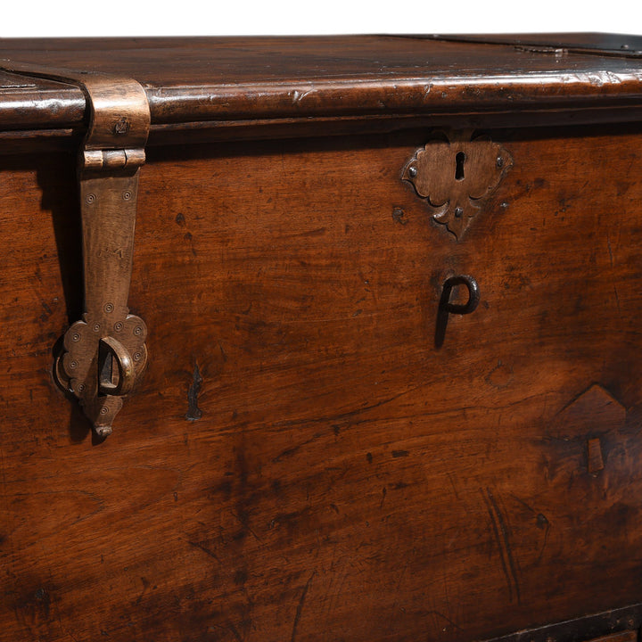 Lock detail from an Antique Indian Iron Bound Teak Chest from Saurashtra - 19thC | Indigo Oriental Antiques
