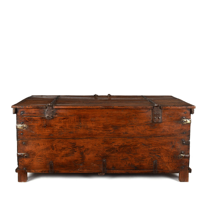 Iron Bound Teak Chest - 19thC - From Saurashtra - 124 x 68 x 52 (wxdxh cms) - A6168
