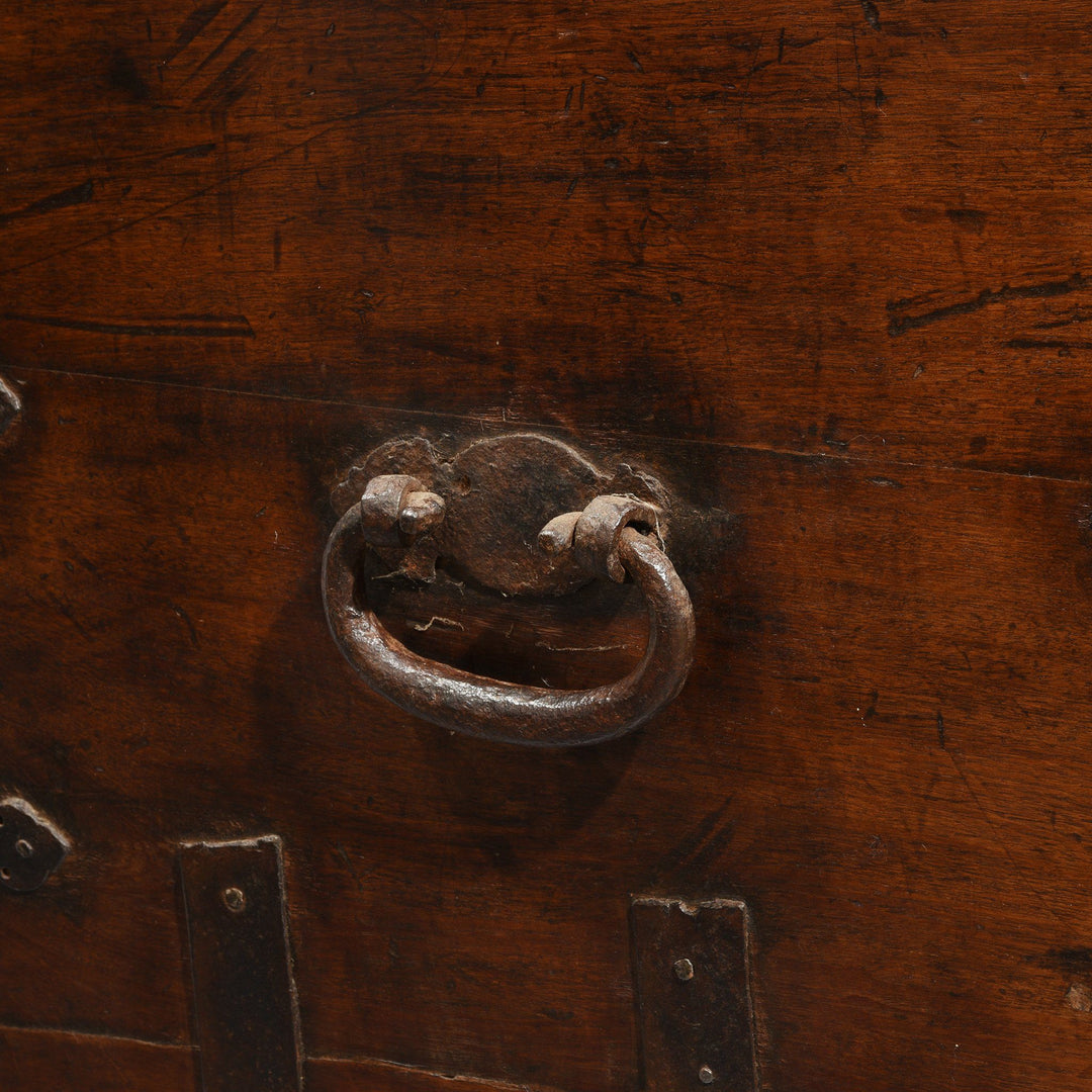 Handle Detail from an Antique Indian Iron Bound Teak Chest from Saurashtra - 19thC | Indigo Oriental Antiques