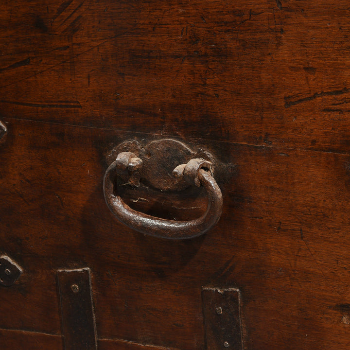 Handle Detail from an Antique Indian Iron Bound Teak Chest from Saurashtra - 19thC | Indigo Oriental Antiques
