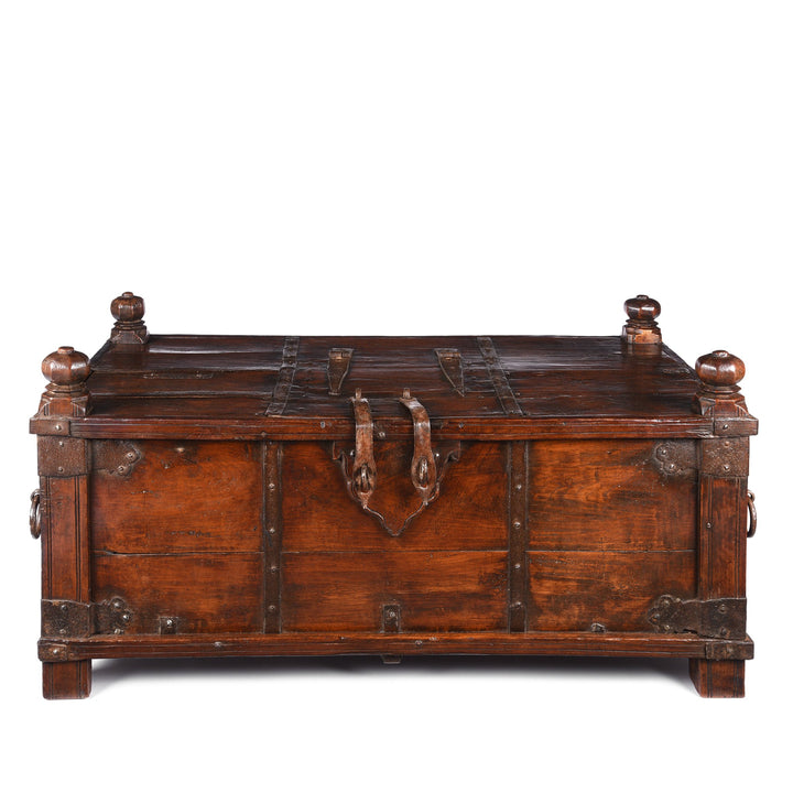 Iron Bound Teak Indian Dowry Chest - 19thC from Gujarat | Indigo Antiques