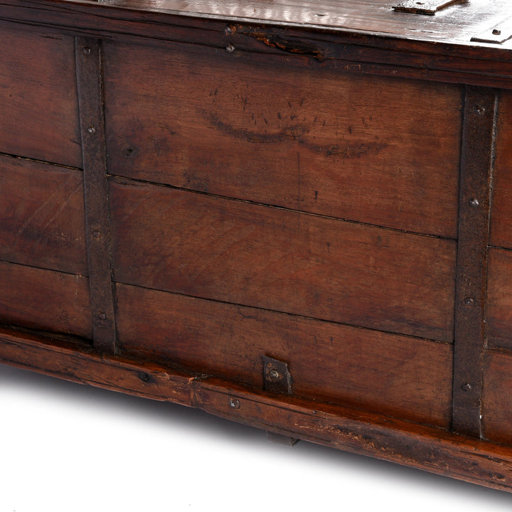 Iron Bound Teak Indian Dowry Chest - 19thC from Gujarat | Indigo Antiques