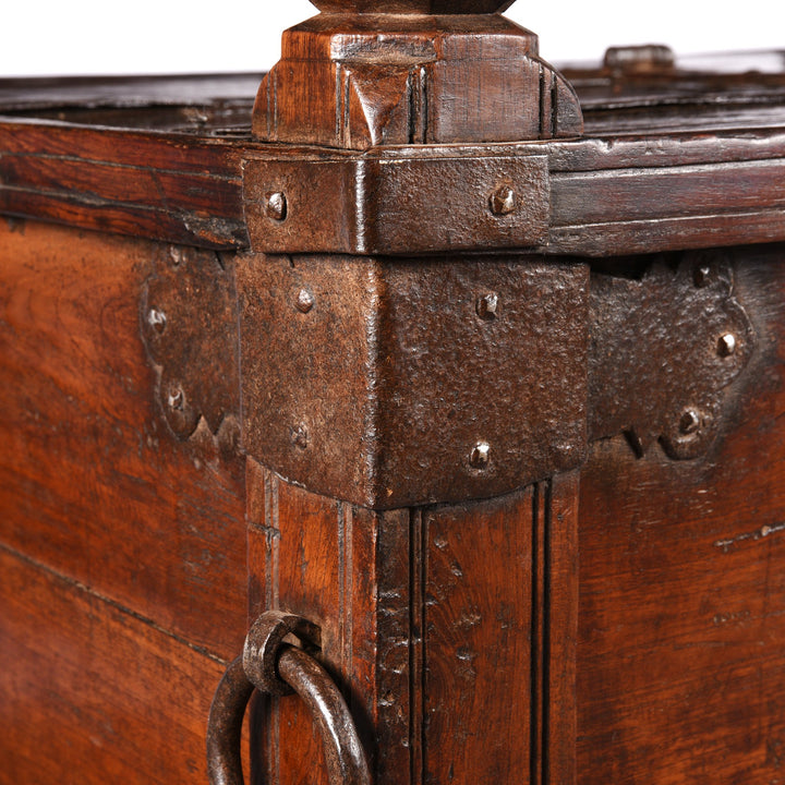 Iron Bound Teak Indian Dowry Chest - 19thC from Gujarat | Indigo Antiques
