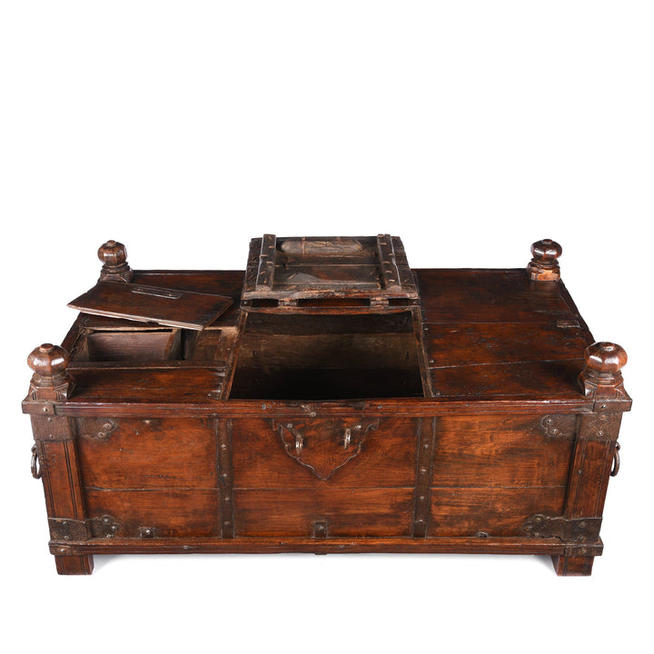 Iron Bound Teak Indian Dowry Chest - 19thC from Gujarat | Indigo Antiques