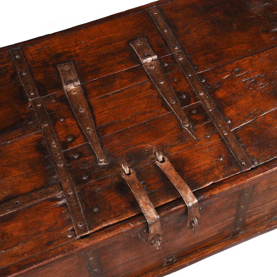 Iron Bound Teak Indian Dowry Chest - 19thC from Gujarat | Indigo Antiques