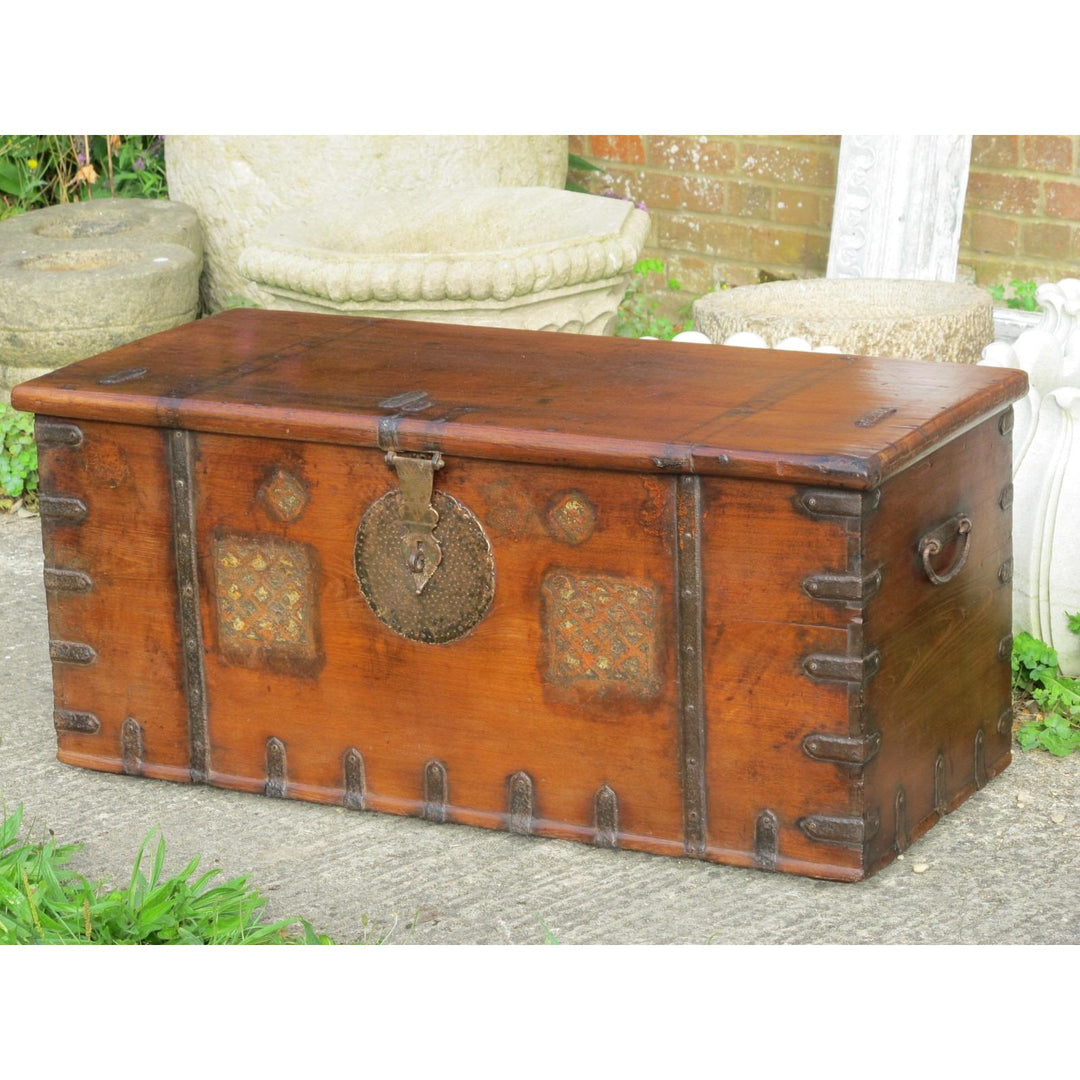 Iron Bound  Teak Wood Chest From Kutch - 19thC | Indigo Oriental Antiques