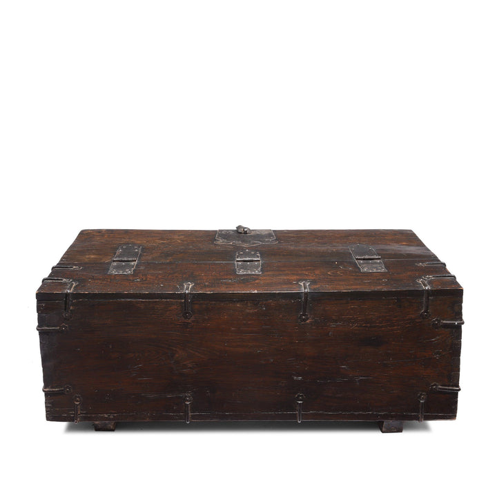 Back detail from an Antique Korean Wooden Coin Chest With Iron Hardware | Indigo Antiques