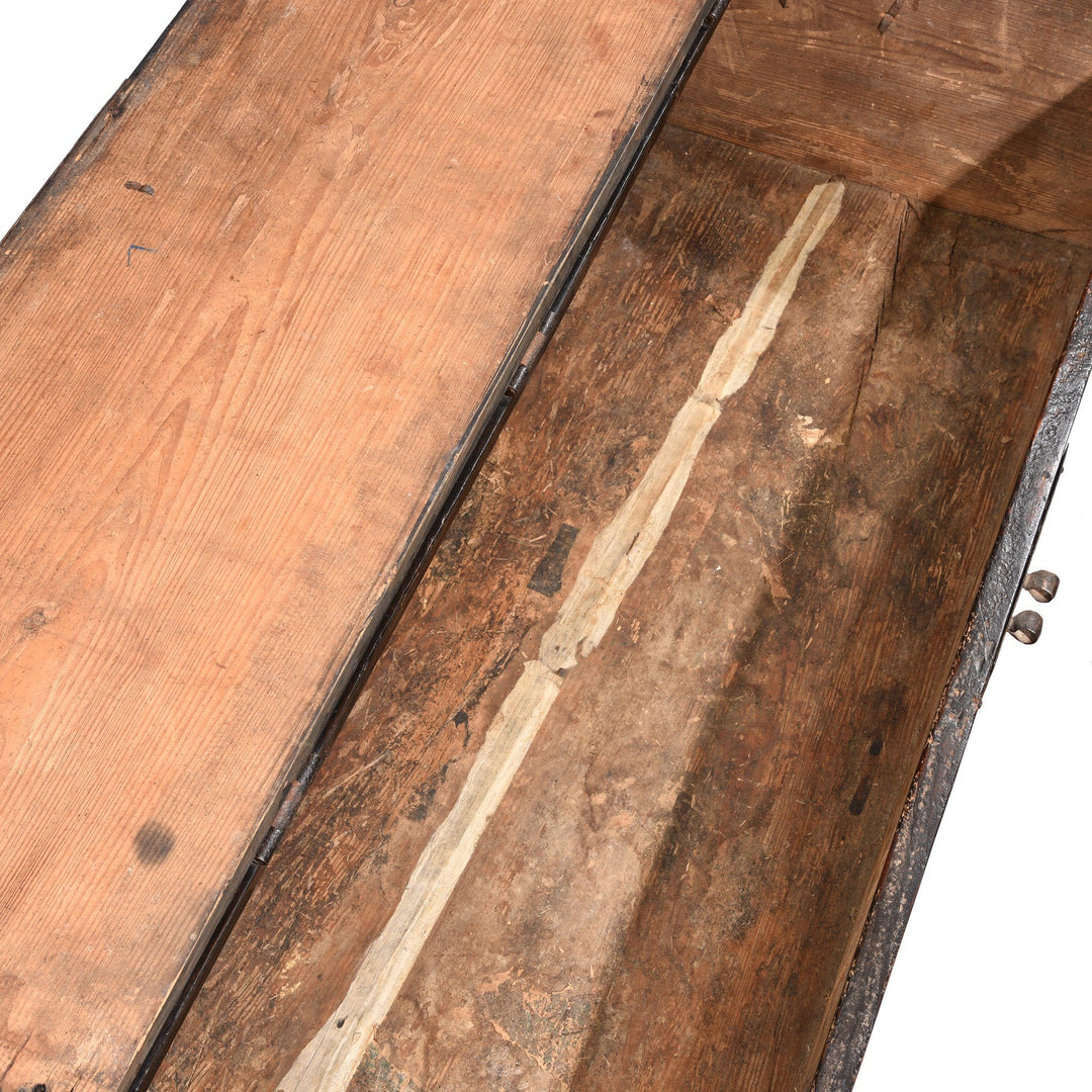 Open detail from an Antique Korean Wooden Coin Chest With Iron Hardware | Indigo Antiques