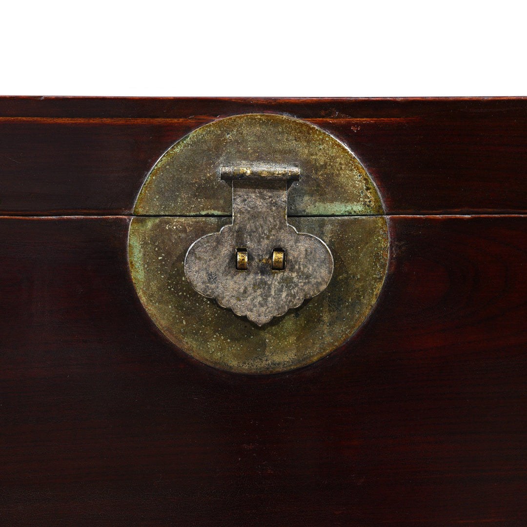 Latch Detail From Large Burgundy Lacquer Chinese Chest - 19thC | Indigo Antiques