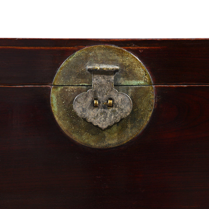 Latch Detail From Large Burgundy Lacquer Chinese Chest - 19thC | Indigo Antiques