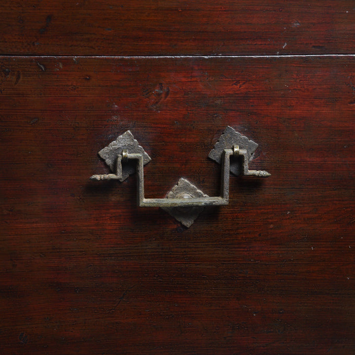 Handle Detail From Large Burgundy Lacquer Chinese Chest - 19thC | Indigo Antiques