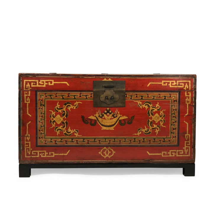 Painted Chest From Mongolia - Pine - 19thC - 88 x 57 x 51 (wxdxh cms) - C1427