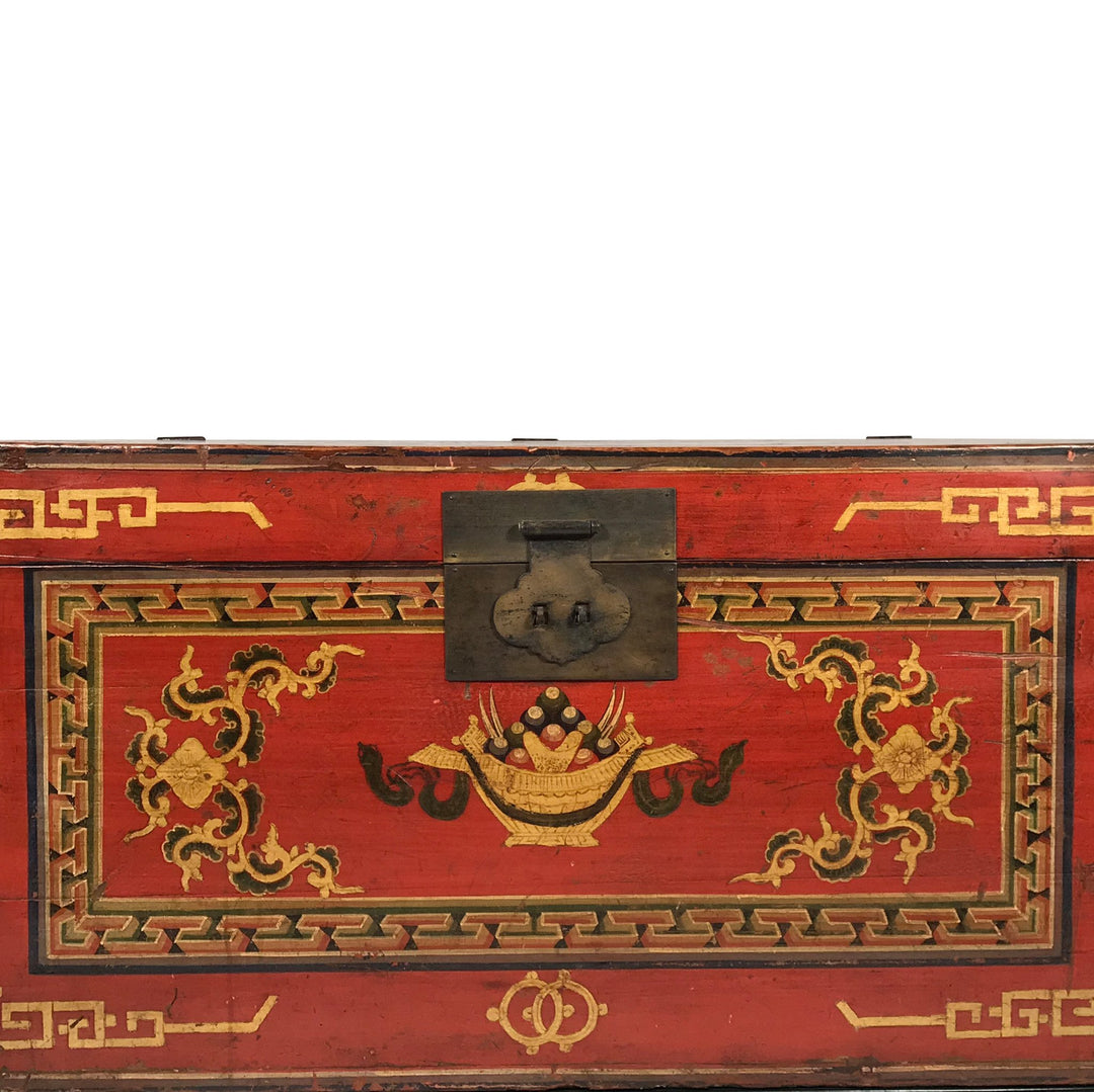 Painted Chest From Mongolia - Pine - 19thC - 88 x 57 x 51 (wxdxh cms) - C1427