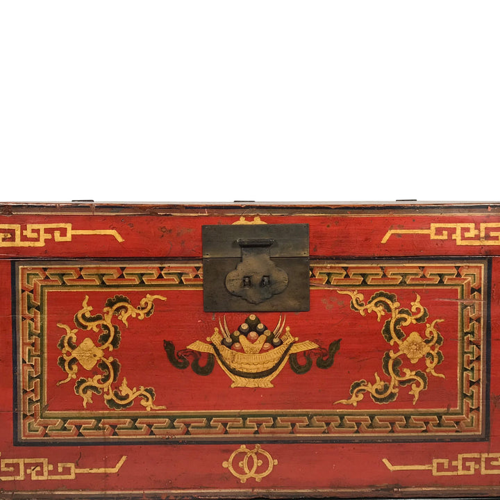 Painted Chest From Mongolia - Pine - 19thC - 88 x 57 x 51 (wxdxh cms) - C1427