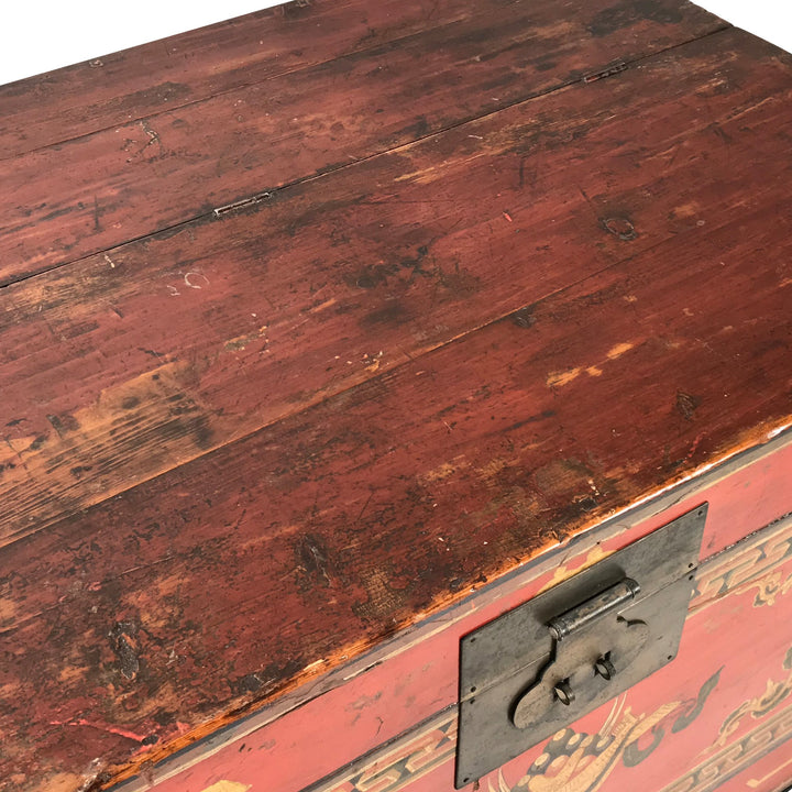 Painted Chest From Mongolia - Pine - 19thC - 88 x 57 x 51 (wxdxh cms) - C1427