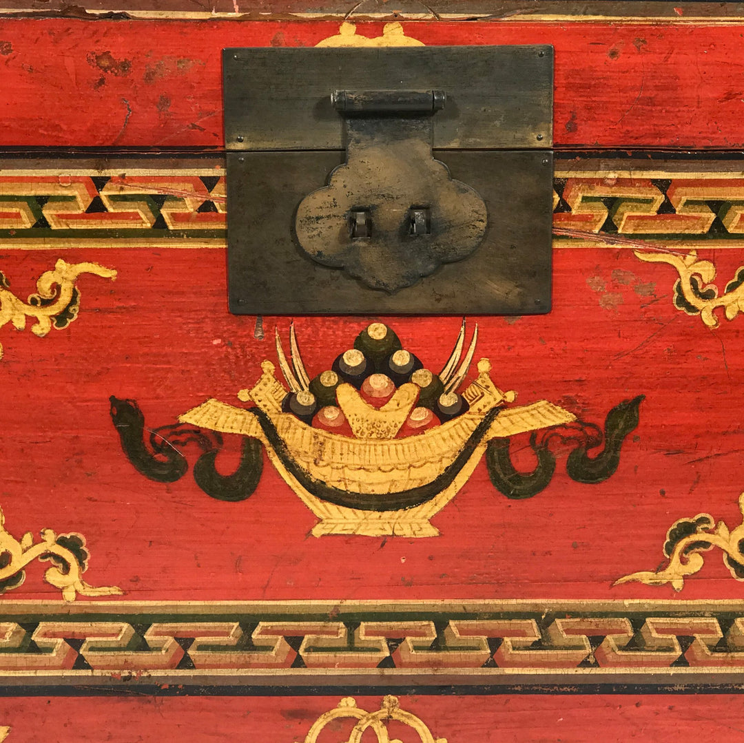 Painted Chest From Mongolia - Pine - 19thC - 88 x 57 x 51 (wxdxh cms) - C1427