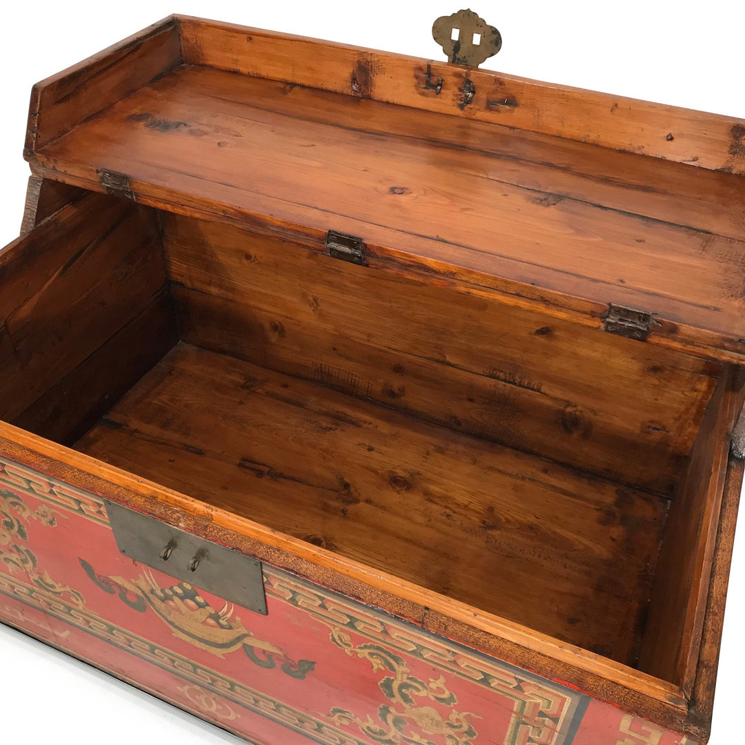 Painted Chest From Mongolia - Pine - 19thC - 88 x 57 x 51 (wxdxh cms) - C1427